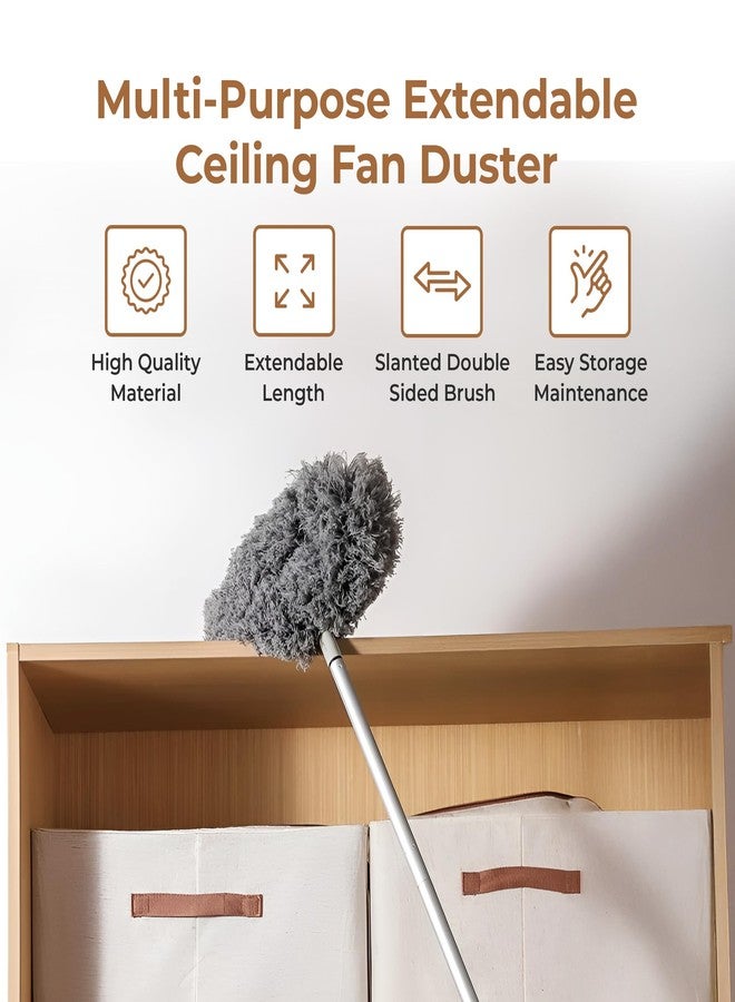 Home Essentials HomeEssentials Extendable Fan Cleaning Brush with Long Pole- Flexible Microfiber Duster for High Ceiling Fans, Kitchen, Car & Furniture - Foldable, Washable Head - Image 3